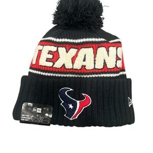New Era NFL Houston Texans Pom Knit Beanie Hat OSFM Black Red White
